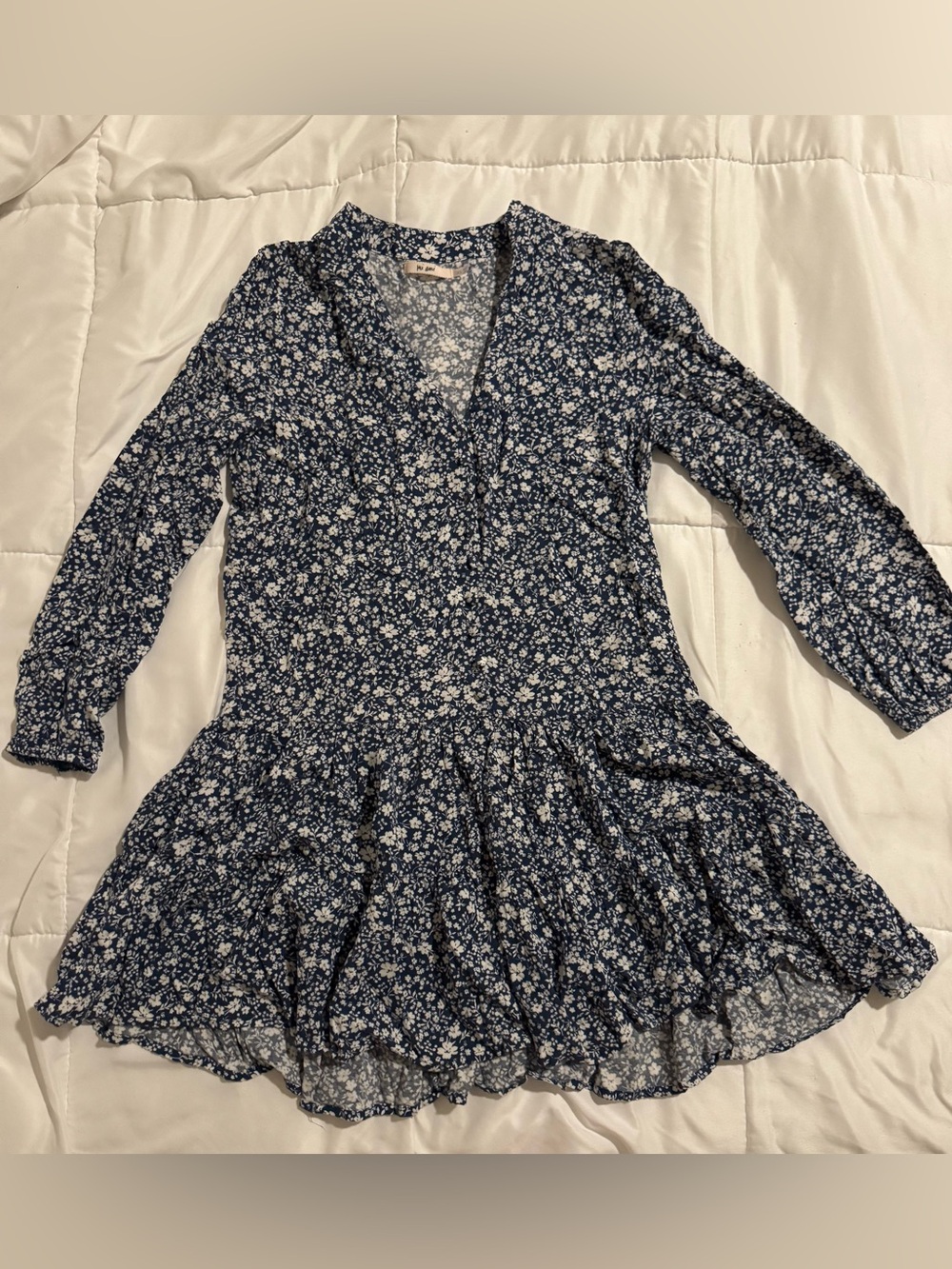 Navy Blue Floral Dress | XS